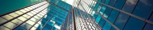 a glass building